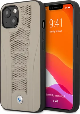 Immagine prodotto di Custodia rigida BMW per iPhone 13 Mini - Linee in rilievo traforate - Beige