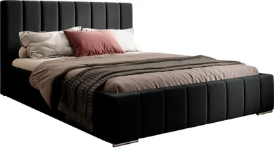 Produktbild von FEDVE Polsterbett Doppelbett Ambrus Schlafzimmer Bett 140x200cm Schwarz (Magic Velvet 2219)