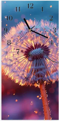 Produktbild von Wanduhr aus Glas mit Motiv Pusteblume Sonnenuntergang- 30 x 60 cm - inkl. Aufhängesystem