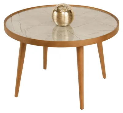 Produktbild von Skye Decor, Hochwertiger Couchtisch (3-teilig) - Walnuss & Graumarmor, 80 cm