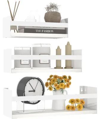 Imagen del producto de Estantería flotante de 3 niveles, ideal para montaje en cocina, baño o salón, color blanco, 40 cm