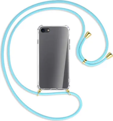 Produktbild von Handykette Backcover-Schutzhülle mit Band (Metall goldfarben) für Apple iPhone 7, iPhone 8 - himmelblau