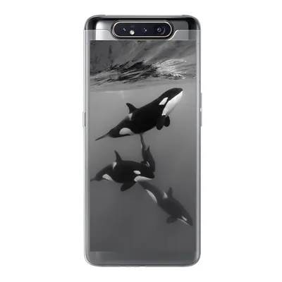 Produktbild von MuchoWow® Handyhülle Schutzhülle Hülle für Samsung Galaxy A80 Orca - Wasser - Schwarz - Weiß Silikon Softcase Handy Hülle - Schutzdeckel