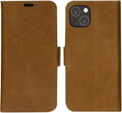 Immagine prodotto di DBRAMANTE1928, custodia folio per Apple iPhone 14 Plus in pelle di Copenhagen con portacarte, marrone chiaro