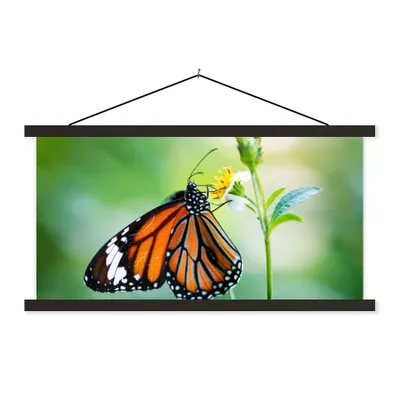 Produktbild von MuchoWow® Textilposter Schmetterling - Blumen - Insekten 90x45 cm mit schwarzem Rahmen - Klemmleisten