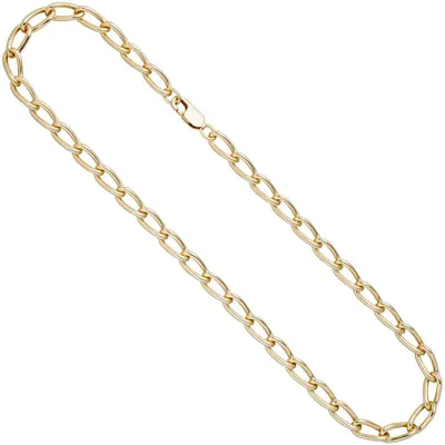 Produktbild von 6,9mm Lang-Panzerkette Kette Halskette aus 925 Silber Gelbgold vergoldet 45cm