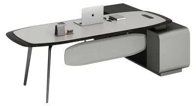 Immagine prodotto di Scrivania moderna grigio nero con spazio di archiviazione Elegante design per l'ufficio