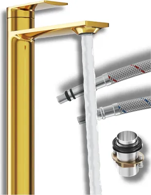 Produktbild von Granitan - Waschtischarmatur - Badarmatur Höhe 29,6 cm - Wasserhahn Gold - Messing - CABO