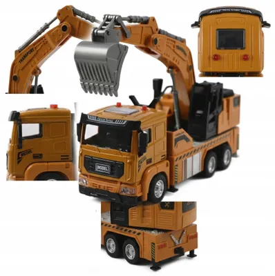 Produktbild von Premium LKW mit Bagger Spielzeugauto - Licht & Sound für kreativen Bauspaß der Kinder