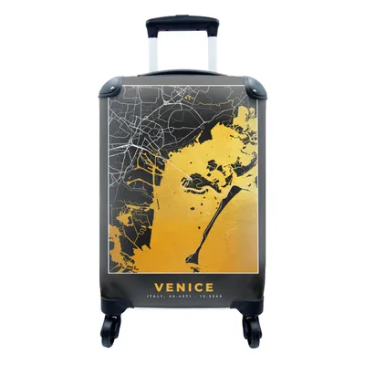 Produktbild von MuchoWow® Koffer Handgepäck Trolley Rollkoffer Kleine Reisekoffer mit 4 Rollen - Karte - Venedig - Gold - Karte der Stadt - Cabin Size < 55x40x23 cm & 55x40x20 cm - Fotokoffer - Kabinenkoffer - Boardgepäck - Reise-Box - Reisekoffer - Reisegepäck - Koffer mit Bild - Trolley für Kinder
