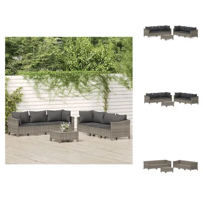 Produktbild von vidaXL 7-tlg. Garten-Lounge-Set mit Kissen Grau Poly Rattan - Gartenmöbel-Sets