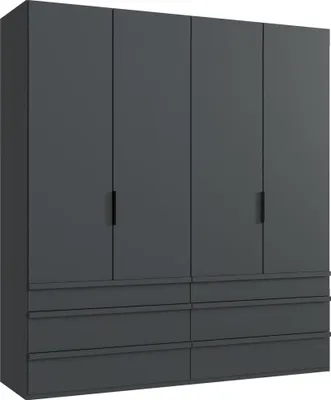 Produktbild von Falttürenschrank >OXFORD< in GRAPHIT mit Schubladen - 200x216x58cm (BxHxT)