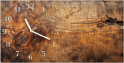 Produktbild von Wanduhr aus Glas mit Motiv Vintage Holzmaserung- 60 x 30 cm - inkl. Aufhängesystem