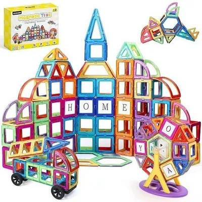 Zdjęcie produktu dla Klocki magnetyczne edukacyjne dla dzieci zestaw 70 sztuk kolorowe