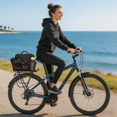 Produktbild von Fahrradkorb hinten, robuster Stahl, mit Regenabdeckung, für Fahrrad und E-Bike
