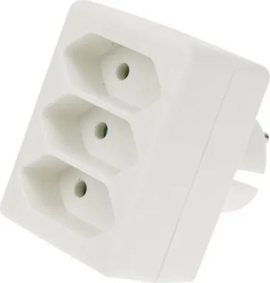 Produktbild von Perel Steckdosen-Verteiler, 3 Europastecker, Typ-E-Stecker, Polypropylen, Innenbereich, Weiß