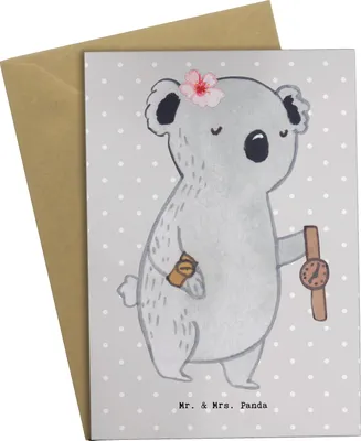 Produktbild von Mr. & Mrs. Panda Grußkarte Uhrmacherin Herz - Grau Pastell - Geschenk, dankeskarten, einladungskarten, osterkarten, Grußkarten, weihnachtskarten