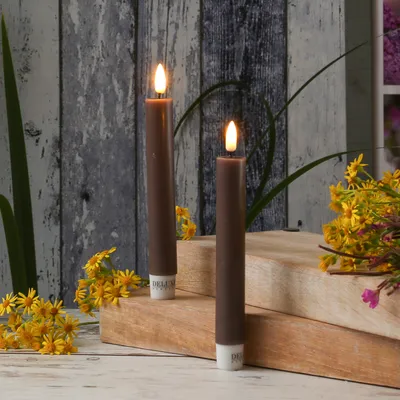 Produktbild von LED Stabkerzen MIA - Echtwachs - realistische 3D Flamme - H:15cm - Batteriebetrieb - karamell - 2 St