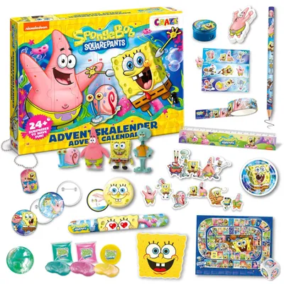 Obrázek produktu pro SpongeBob Adventní Kalendář Děti Houbičkové Dobrodružství Hračka 24 Okének Vánoce Sponge Bob