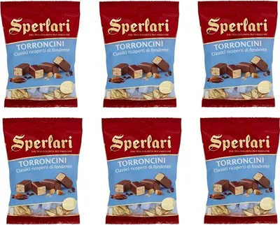 Produktbild von 6x Sperlari Torroncini Classici ricoperti di cioccolato fondnete Mandeln bedeckt mit dunkler Schokolade 130g