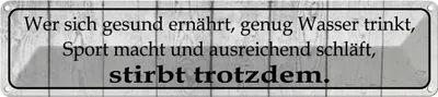 Produktbild von vianmo Blechschild 10x46 cm wer sich gesund ernährt Spruch Zitat