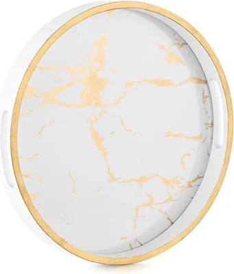 Produktbild von Famanu Servierplatte Elegantes Marmormuster - Weiß