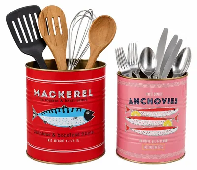 2er-Set Aufbewahrungsdosen Fisch-Design, 11/10 cm Ø, Metall