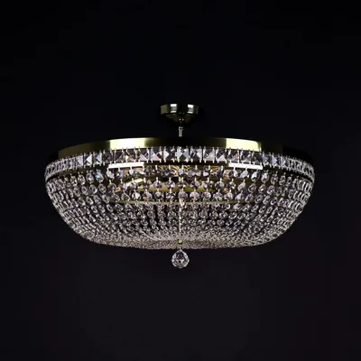 Produktbild von Casa Padrino Luxus Barock Kristall Deckenleuchte Gold Ø 60 x H. 30 cm - Prunkvolle Messing Deckenleuchte mit böhmischem Kristallglas - Barock Möbel - Edel & Prunkvoll
