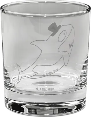 Produktbild von Mr. & Mrs. Panda Tumbler Orca Zylinder - Transparent - Geschenk, Geburtstag, Feier, Glitzer, Meer, Rocks Glas, Whiskyglas, Fest, Gravur, Glückwunsch, Whiskeyglas