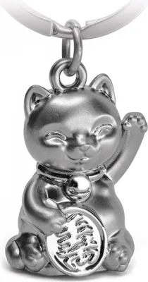 Produktbild von FABACH Glückskatze Winkekatze Schlüsselanhänger Maneki Neko - Süßer Katze Glücksbringer - Katze Anhänger Metall - Schlüsselanhänger Katze Geschenk