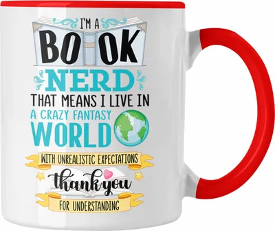 Produktbild von Trendation - Lesen Kaffeetasse Leseratte Geschenkidee Buch Leser Tasse mit Spruch Bücherwurm (Rot)