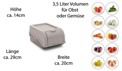 Obrázok produktu pre Novaliv boxy na zeleninu boxy na zemiaky skladovacie nádoby 3,5l až 9l (sivé, 3x3,5l)