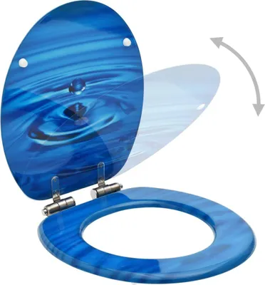 Produktbild von vidaXL Toilettensitze Soft-Close-Deckel 2 Stk. MDF Blau Wassertropfen