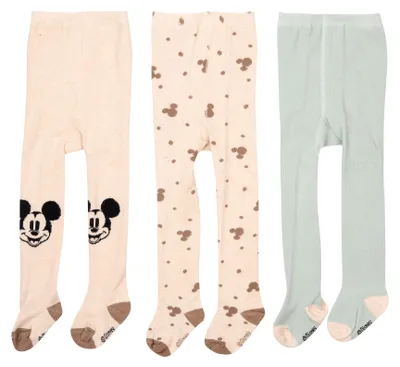 Produktbild von Disney Mickey Mouse Baby Strumpfhose für Jungen und Mädchen - Babystrumpfhose Babykleidung Braun Hellgrün (3er Pack) 86-92