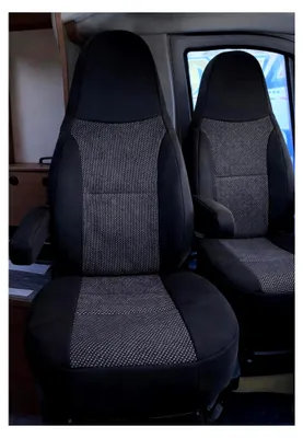Produktbild von Sitzbezüge für Wohnmobile, Pilotsitze, Fahrersitz und Beifahrersitz, 2 Sitzer, Hochwertige Stoffe, Waschbar, Sitzschoner, Set 1+1, Schwarz