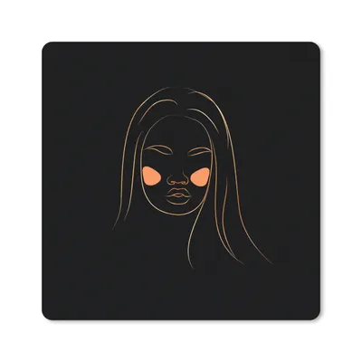 Produktbild von MuchoWow® Mauspad Mousepad Frau - Gold - Rosa - Strichzeichnung 20x20 cm - Mousepads - Maus Mat - Pad - Mausunterlage - Desk Mat - Bureauartikeln