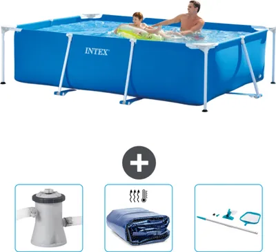 Immagine prodotto di Piscina Intex con struttura rettangolare - 260 x 160 x 65 cm - blu - include pompa filtro per piscina - tenda - kit pulizia