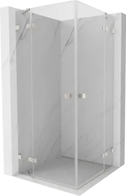 Image de Mexen Lunar Duo Cabine de douche pivotante 100 x 100 cm, transparente, nickel brossé - 834-100L-100P-97-00