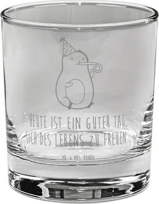 Produktbild von Mr. & Mrs. Panda Glas Avocado Feier - Transparent - Geschenk, Gute Laune, Tröte, Trinkglas, Geburtstag, Tumbler, für Gin, Cocktailglas, Party