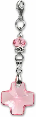 Produktbild von SilberDream Charm Anhänger Kreuz rosa Zirkonia Echt Silber FC4806