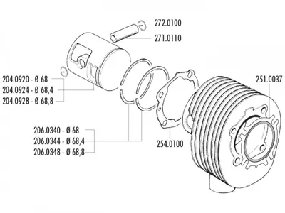 Produktbild von Kolbenring Polini 68,4mm für Vespa 200 PE, PX