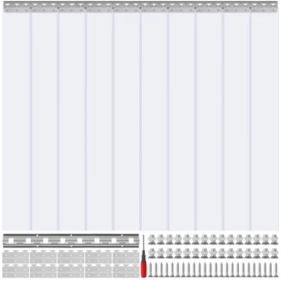 Produktbild von Streifenvorhang Lamellen - 10 Stück PVC Transparent 152,4x213,4 cm - Lamellenvorhang für Türen und Fenster - Sichtschutz und Raumtrennung