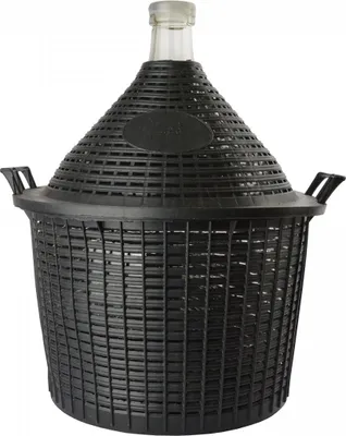 Obrázek produktu pro Skleněný demižón,demižón na víno,fermentační demižon 20L - normální otevírání s košíkem + plastová zátka,