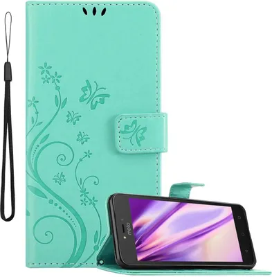 Obrázok produktu pre Cadorabo kryt pre Motorola MOTO C ochranný kryt v tyrkysovej farbe ochranný kryt kryt mobilného telefónu obal kvety kvetinový obal