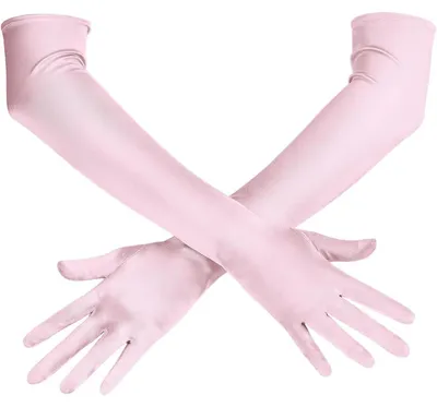 Produktbild von Lange Satin-Kleiderhandschuhe Ellenbogenlang Rosa Damen Vintage 20er Jahre Stil Dehnbar