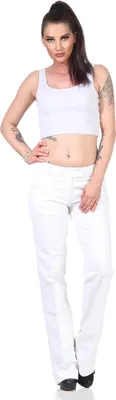 Produktbild von Damen Cordhose Hosen Hüfthose Vintage Baggy Schlaghose Weites Bein Bootcut Ecru M