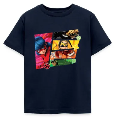 Produktbild von Spreadshirt Miraculous Superhelden Kinder T-Shirt, 98/104 (3-4 Jahre), Navy