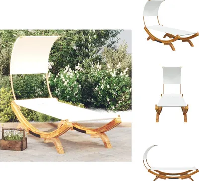 Immagine prodotto di vidaXL Lettino con tetto 100x200x126 cm in legno curvato color crema - Letti da giardino