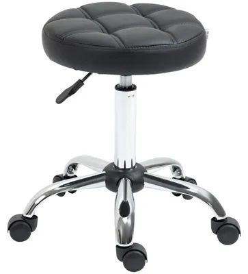 Obrázek produktu pro Nastavitelná salonní stolička, otočná o 360°. Barva: černá a stříbrná. Rozměry: 35,5 x 35,5 x 51-67 cm