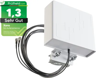 Produktbild von Xoro 2348 5G LTE Antenne Außenantenne Multiband Duo Antenne MiMo 2x 9 dBi max. Verstärkung Wetterfest Outdoor 5G/4G/3G für LTE Router mit SMA Anschluss für alle Netze 700 - 3500 MHz